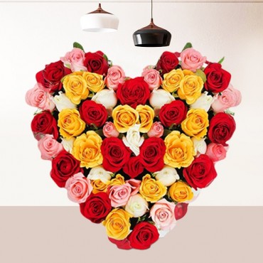 Mixed Roses Heart Arrangement 